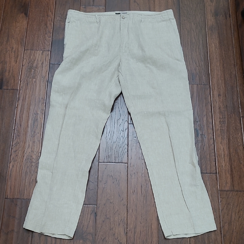 Jos A Bank Reserve Collection 100% Linen Light Khaki Pants size 42x32